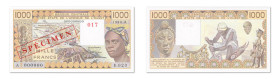 Côte d’Ivoire
TOP POP ! 
Banque centrale des États de l'Afrique de l'Ouest 
Spécimen filigrané du 1000 Francs 
1990 A (Côte d'Ivoire) - E.023/0000...