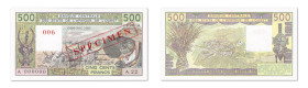 Côte d'Ivoire
Banque centrale des états de l'Afrique de l'Ouest 
Spécimen filigrané du 500 Francs 
1990 A (Côte d'Ivoire) - A.22/000000 
"SPÉCIMEN...