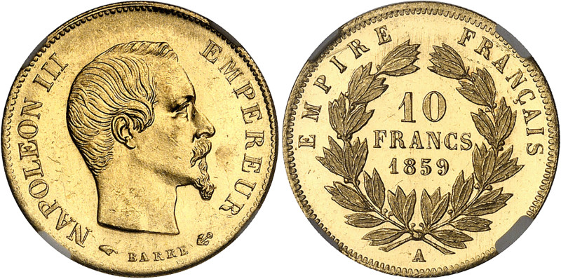 France
Napoléon III (1852-1870) 
10 francs en or - 1859 A Paris 
Magnifique e...