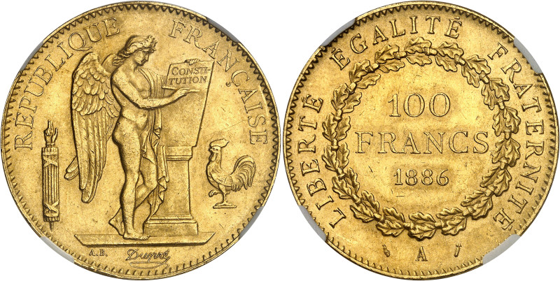 France
IIIe République (1871-1940) 
100 francs en or Génie - 1886 A Paris 
Be...