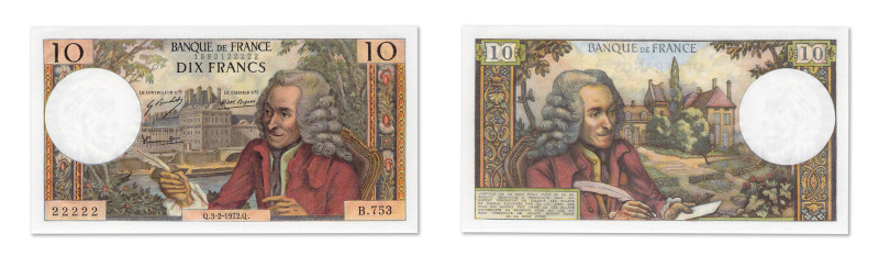 France
Banque de France 
10 Francs Voltaire 
3 Février 1972 - B.753/22222 
N...