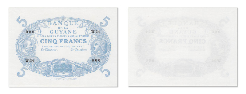 Guyane
Banque de la Guyane 
Épreuve du 5 Francs 
ND (1922-47) - W.24/000 - Sa...