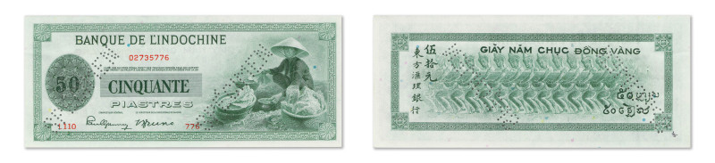 Indochine
Banque de l'Indochine 
Spécimen du 50 Piastres 
ND (1945) - L110/77...