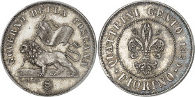 Italie - Gouvernement Provisoire de la Toscane (1859-1860)
Fiorino en argent - 1859 
Magnifique exemplaire. 
6.88g - KM C79 
Pratiquement FDC - PC...