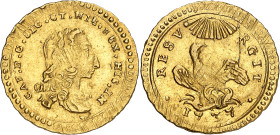 Italie - Sicile
Charles III dit "de Bourbon" (1734-1759) 
Once en or - 1737 
Bel exemplaire. 
4.36g - KM C 14a 
 TTB à Superbe - XF/AU