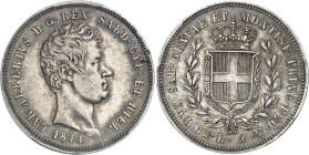 Italie - Sardaigne
Charles-Albert (1831-1849) 
2 lires en argent - 1844 P Gênes 
Bel exemplaire. 
Le plus bel exemplaire gradé. 
10.0g - KM 112.1...