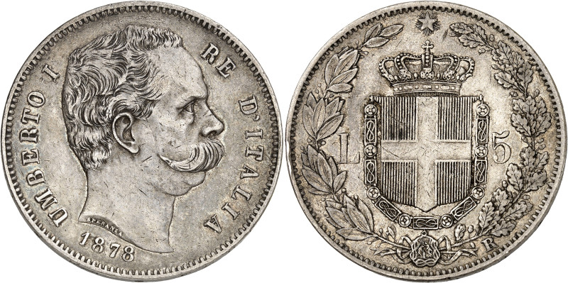Italie
Umberto Ier (1878-1900) 
5 lires en argent - 1878 Rome 
24.85g - KM 20...