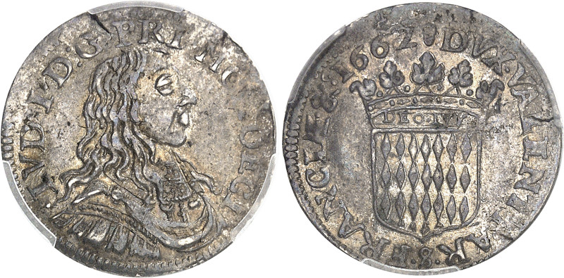Monaco
Louis Ier (1662-1701) 
1/12ème d'écu en argent - 1662 
Très rare dans ...
