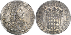 Monaco
Louis Ier (1662-1701) 
1/12ème d'écu en argent - 1662 
Très rare dans cette qualité. 
Le plus bel exemplaire gradé. 
2.15g - G. 45 
Super...