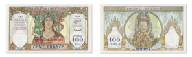 Nouvelles-Hébrides
Banque de l'Indochine 
Spécimen filigrané du 100 Francs 
ND (1941) - O.00/000 
Spécimen par perforation. 
Surcharge "NOUVELLES...