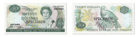 Nouvelle-Zélande
Banque de réserve de la Nouvelle-Zélande 
Spécimen filigrané du 20 Dollars 
ND (1981-85) - TAA/000000 
2 fois "SPECIMEN" par perf...