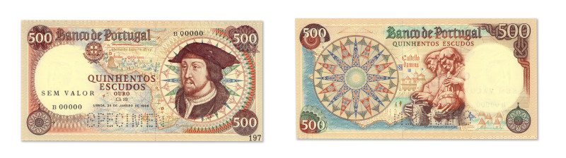 Portugal
TOP POP ! 
Banque du Portugal 
Spécimen du 500 Escudos 
25 Janvier ...