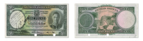 Rhodésie du Sud
Caisse d'émission de la Rhodésie du Sud 
Spécimen filigrané du Pound 
1er Mars 1944 - Sans numérotation 
Approuvé et signé par le ...