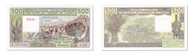 Sénégal
TOP POP ! 
Banque centrale des États de l'Afrique de l'Ouest 
Spécimen filigrané du 500 Francs 
1990 K (Sénégal) - T.22/000000 
"SPÉCIMEN...