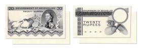 Seychelles
Gouvernement des Seychelles 
Paire d'épreuves unifaces du 20 Rupees 
ND (1968-74) - Sans numérotation - Sans signatures 
Les seuls exem...