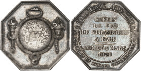 Suisse
Canton de Bâle 
Jeton en argent - 1838 - Barre 
Pour l'ouverture de la liaison de chemin de fer de Strasbourg à Bâle. 
Magnifique exemplair...