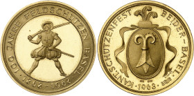 Suisse
Confédération Helvétique (1848 à nos jours) 
Médaille en or - 1968 
Festival de tir cantonale de Bâle. 
Rare et magnifique exemplaire. 
15...