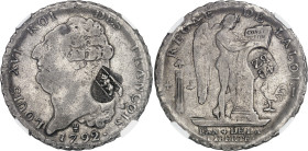 Suisse
Canton de Berne 
40 batzen en argent - ND (1816-1819) 
Contremarqué sur un écu Louis XVI de 6 livres de la constitution, type François - 179...