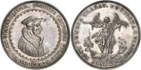 Suisse
Canton de Genève 
Médaille en argent - Non daté (1641) - S. Dadler 
Commémore le centenaire du retour de Jean Calvin à Genève après son exil...