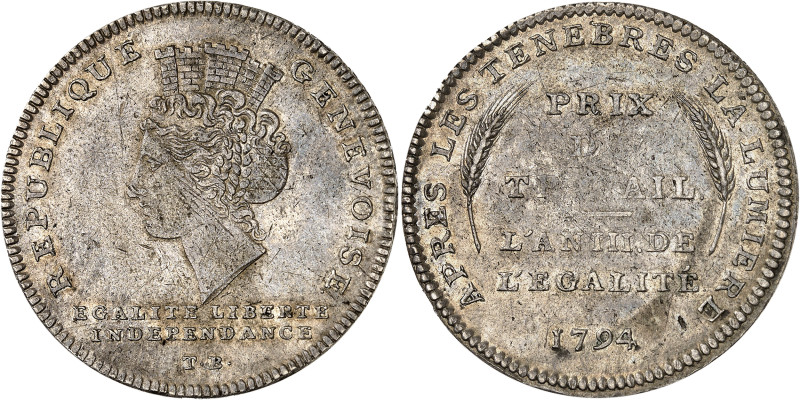 Suisse
Canton de Genève 
Thaler en argent (Genevoise de 10 décimes) - 1794 
T...