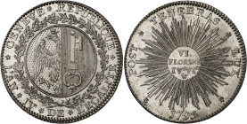 Suisse
Canton de Genève 
6 florins 4 sols 6 deniers (1/2 thaler) en argent - 1795 W 
Magnifique exemplaire d'une qualité hors norme pour ce monnaya...