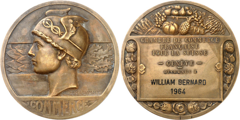 Suisse
Canton de Genève 
Médaille en bronze - 1964 - F. Rasumny 
Chambre de c...