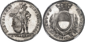 Suisse
Canton de Soleure 
4 francs en argent - 1813 Soleure 
Magnifique exemplaire de frappe vigoureuse. 
D'aspect flan bruni. 
Très rare, 250 ex...
