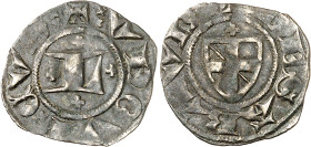 Suisse
Vaud - Baronie de Vaud 
Louis II de Savoie-Vaud (1302-1349) 
Fort en billon - ND Nyon 
Magnifique exemplaire. 
Très rare. 
0.96g. - HMZ 1...