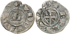 Suisse
Vaud - Baronie de Vaud 
Louis II de Savoie-Vaud (1302-1349) 
Obole en billon - ND Nyon 
Extrêmement rare. 
0.57g. MIR 81 - HMZ - (cf 1-550...