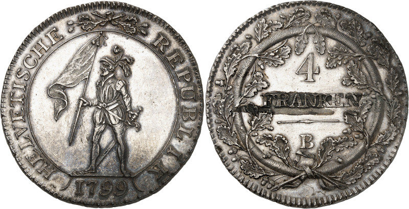 Suisse
République Helvétique (1798-1803) 
Épreuve en argent du 4 francs - 1799...