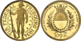 Suisse
Fribourg - Tir Fédéral - Confédération Helvétique (1848 à nos jours) 
100 francs en or - 1934 B Berne 
Le plus bel exemplaire gradé. 
Raris...