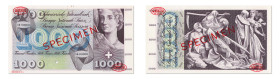 Suisse
Banque Nationale Suisse 
Spécimen du 1000 francs 
ND (1954) - 1Q/00000 - Sans date - Sans signatures 
1 perforation. - Spécimen N°56 
"SPE...