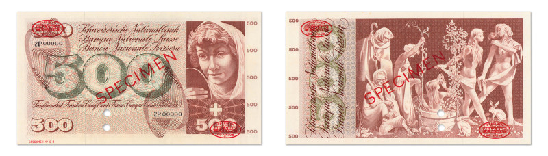 Suisse
Banque Nationale Suisse 
Spécimen du 500 Francs 
ND (1961-74) - 2P/000...