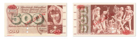 Suisse
Banque Nationale Suisse 
Spécimen du 500 Francs 
ND (1961-74) - 2P/00000 - Sans date - Sans signatures 
2 perforations. - Spécimen N°13 
"...