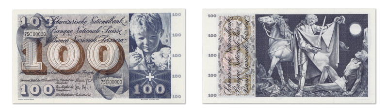 Suisse
Banque Nationale Suisse
Spécimen du 100 Francs
10 Février 1971 - 75C/0...