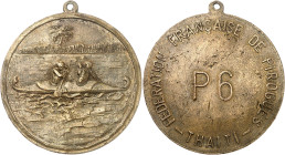 Tahiti
Fédération Francaise de Pirogues 
Médaille en bronze - ND 
Magnifique exemplaire. 
Rarissime, le seul exemplaire retrouvé. 
Probablement l...