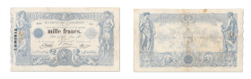 Tunisie
Banque de l'Algérie
1000 Francs
5 Mars 1923 - S.4/653
Uniquement 13 billets répertoriés dans le Tome 2 Palombo.
Double pli central, trace...