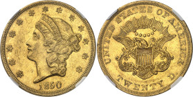 USA
République fédérale (1789 à nos jours) 
20 dollars en or - 1850 Philadelphie 
Magnifique exemplaire. 
33.43g - KM 74.1 
Superbe - NGC AU 55...