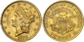 USA
République fédérale (1789 à nos jours) 
20 dollars en or - 1852 Philadelphie 
Bel exemplaire. 
Rare. 
33.43g - 74.1 
Superbe - PCGS AU 55...
