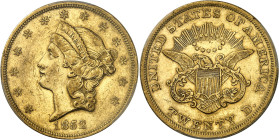 USA
République fédérale (1789 à nos jours) 
20 dollars en or - 1852 Philadelphie 
Bel exemplaire. 
Rare. 
33.43g – KM 74.1 
Superbe – PCGS AU 50...