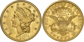 USA
République fédérale (1789 à nos jours) 
20 dollars en or - 1874 CC Carson City 
Bel exemplaire. 
Rare 
33.43g - KM 74.2 
Superbe - AU