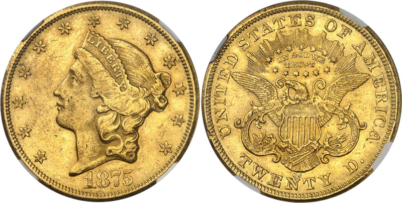 USA
République fédérale (1789 à nos jours) 
20 dollars en or - 1875 CC Carson ...