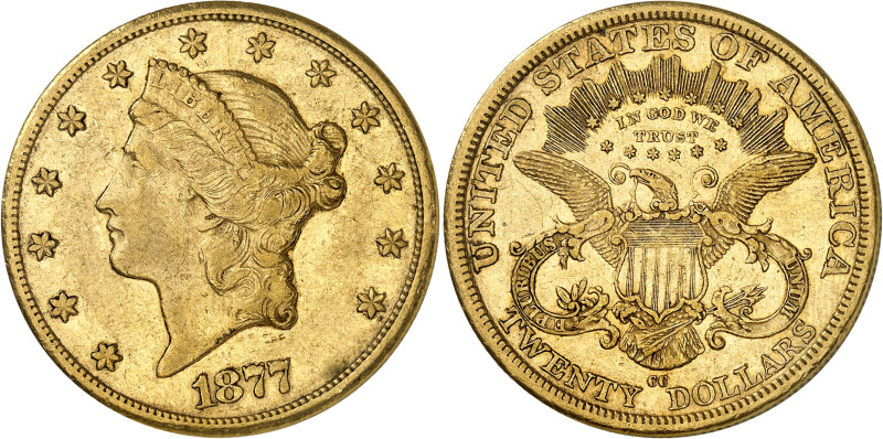 USA
République fédérale (1789 à nos jours) 
20 dollars en or - 1877 CC Carson ...