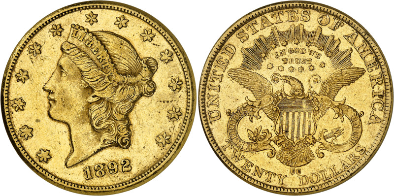 USA
République fédérale (1789 à nos jours) 
20 dollars en or - 1892 CC Carson ...