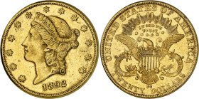 USA
République fédérale (1789 à nos jours) 
20 dollars en or - 1892 CC Carson City 
Bel exemplaire. 
Rare. 
33.43g - KM 74.3 
Superbe - AU