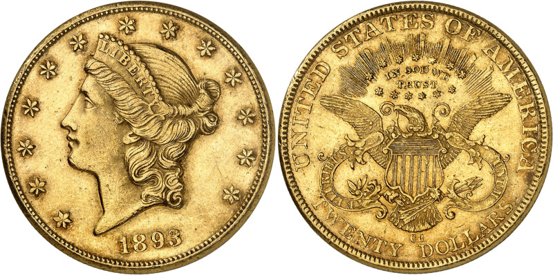 USA
République fédérale (1789 à nos jours) 
20 dollars en or - 1893 CC Carson ...