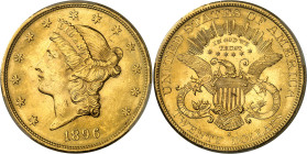 USA
République fédérale (1789 à nos jours) 
20 dollars en or - 1896 S San Francisco 
Magnifique exemplaire. 
33.43g - KM 74.3 
Pratiquement FDC -...