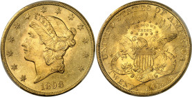 USA
République fédérale (1789 à nos jours) 
20 dollars en or - 1898 S San Francisco 
Magnifique exemplaire. 
33.43g - KM 74.3 
Pratiquement FDC -...