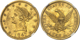 USA
République fédérale (1789 à nos jours) 
10 dollars en or - 1847 O Nouvelle-Orléans 
Bel exemplaire. 
Rare. 
16.71g - KM 66.2 
Superbe – NGC ...