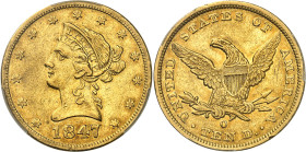 USA
République fédérale (1789 à nos jours) 
10 dollars en or - 1847 O Nouvelle-Orléans 
Rare. 
16.71g - KM 66.2 
TTB à Superbe - PCGS XF 45